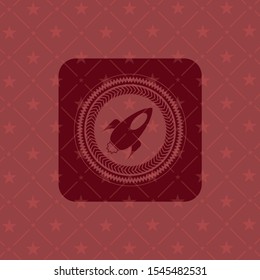 rocket icon inside red emblem. Vintage.