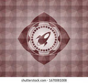 icono del cohete dentro de una placa geométrica sin fisuras roja.