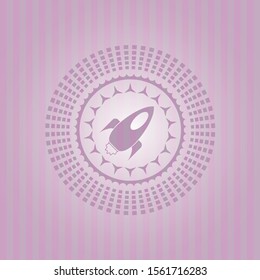rocket icon inside retro pink emblem