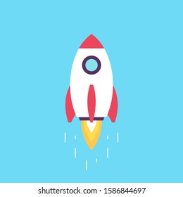 Rocket icon. isolated on blue background