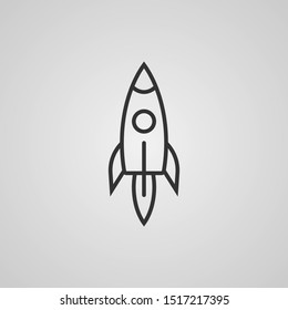 Rocket icon isolated on gray background. Modern contour style. Vector illustration.