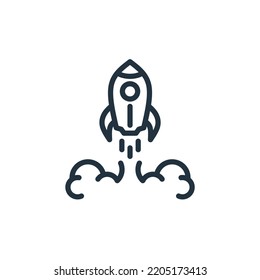 Rocket icon isolated on a white background. Launching rocket symbol, launch for web and mobile apps.