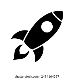 Rocket icon isolated on white background.