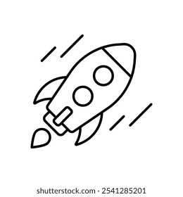 Ícone de foguete isolado em um fundo branco. Ilustração vetorial.