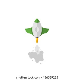 Rocket icon isolated on a white background. Space shuttle logo design template. Simple symbol concept in flat style. Abstract sign, pictogram for web, mobile and infographics - stock vector