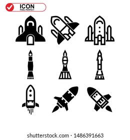 rocket icon isolated sign symbol vector illustration - Collection of high quality black style vector icons
