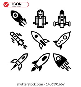 rocket icon isolated sign symbol vector illustration - Collection of high quality black style vector icons
