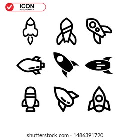 rocket icon isolated sign symbol vector illustration - Collection of high quality black style vector icons
