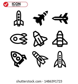 rocket icon isolated sign symbol vector illustration - Collection of high quality black style vector icons
