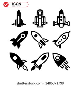 rocket icon isolated sign symbol vector illustration - Collection of high quality black style vector icons
