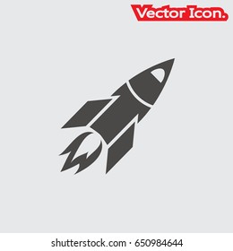 Rocket icon isolated sign symbol and flat style for app, web and digital design. Vector illustration.