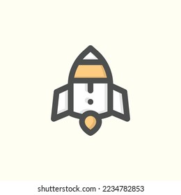  rocket icon, isolated space colored outline icon in light blue background, perfect for website, blog, logo, graphic design, social media, UI, mobile app