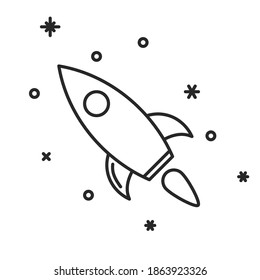 Icono de cohete aislado. Ilustración vectorial. Icono de cohete lineal en diseño plano