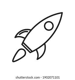 Rocket icon isolated. Vector illustration. Linear rocket icon in flat design