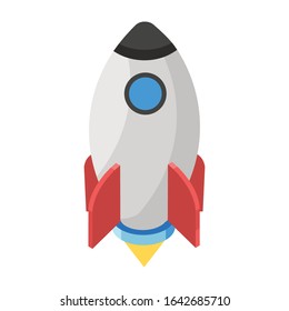 Rocket icon in isometric design for graphic design, web, UI, app