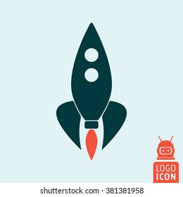 Rocket icon. Launch rocket and astronaut helmet icons isolated, minimal design. Vector illustration