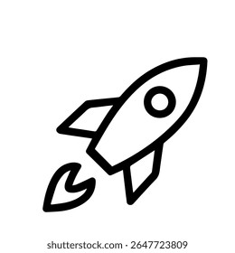 Rocket Icon rocket launch Line Icon startup on white 