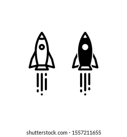 rocket icon for launch symbol isolated on white background