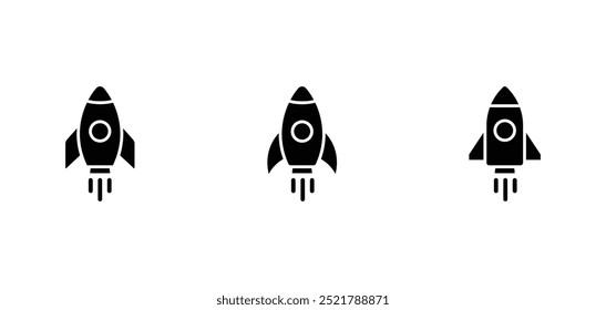 Raketensymbol. Mit Rakete gestarteter Symbolvektor.