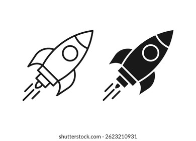 Raketensymbol. Mit Rakete gestarteter Symbolvektor.