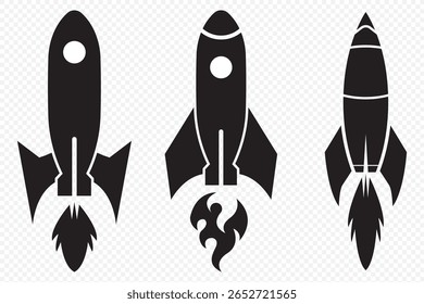 Rocket icon. Rocket launched icon vector on Transparent Background. EPS 10.