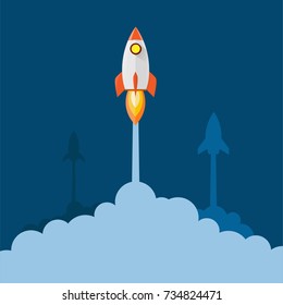 Rocket icon launch,ship.vector, illustration concept of business product on a market.
