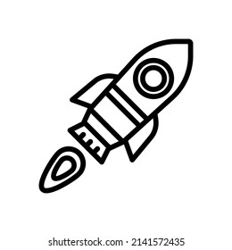 Rocket Icon. Line Art Style Design Isolated On White Background