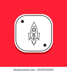 Rocket icon line in flat. Stock vector.