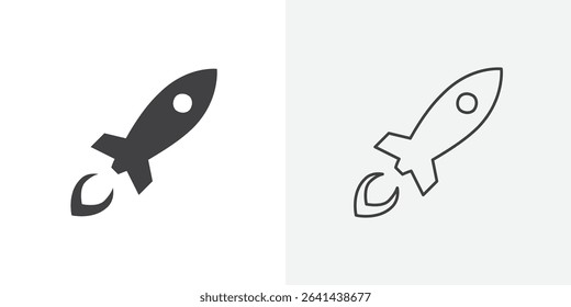 Rocket icon Line graphics illustration