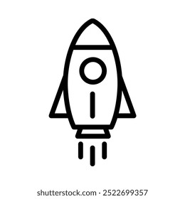 Rocket icon in line style. Perfect for website mobile app presentation. Suitable for any user interface and user experience