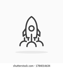 Rocket Icon In Line Style. For Your Design, Logo. Vector Illustration. Editable Stroke.