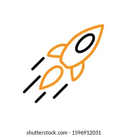 Rocket icon. Line and two colour design template