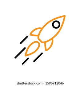 Rocket icon. Line and two colour design template