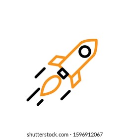 Rocket icon. Line and two colour design template