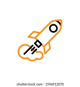 Rocket icon. Line and two colour design template