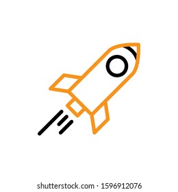 Rocket icon. Line and two colour design template