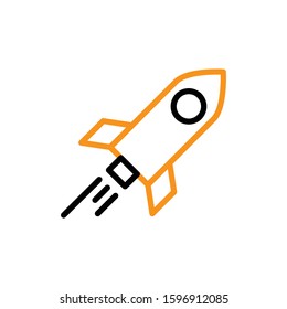 Rocket icon. Line and two colour design template