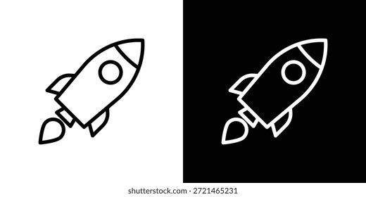 Concepto de logotipo de icono de cohete en trazos