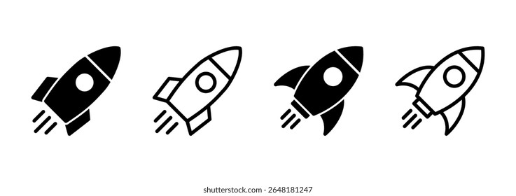 Diseño de logotipo de icono de cohete. Signo y símbolo de inicio. icono de lanzacohetes