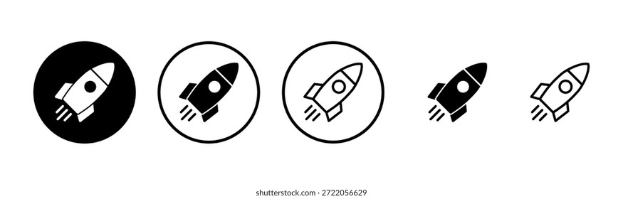 Diseño de logotipo de icono de cohete. Signo y símbolo de inicio. icono de lanzacohetes