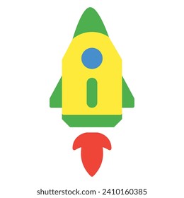 Rocket icon or logo illustration flat color style