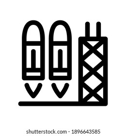 icono de cohete o logotipo símbolo de signo aislado ilustración vectorial - iconos vectoriales de estilo negro de alta calidad
