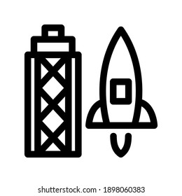 Raketensymbol oder Logo einzeln auf Zeichen, Vektorgrafik - hochwertige Vektorsymbole auf schwarzem Hintergrund
