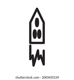 Icono de cohete o logo vectorial ilustración de símbolo de seña aislado, ilustración vectorial con contorno negro de alta calidad.