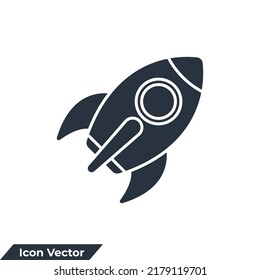 rocket icon logo vector illustration. project start up symbol template for graphic and web design collection