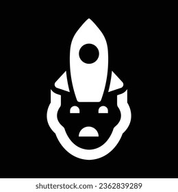 Rocket icon with man face icon vector