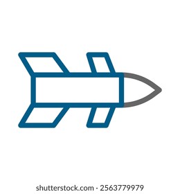 Rocket icon, missile symbol, concept of speed, power, and technology.
