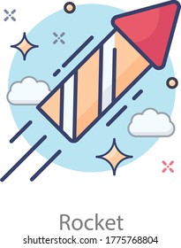 Rocket icon in modern flat style, event celebration vector 