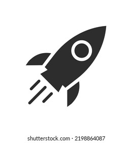 Rocket icon. Monochrome black and white symbol