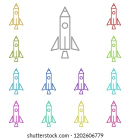 Rocket icon in multi color. Simple outline vector of education set for UI and UX, website or mobile application